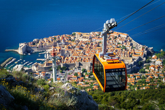 Dubrovnik cable car, panoramic view from Srd mountain, Croatia