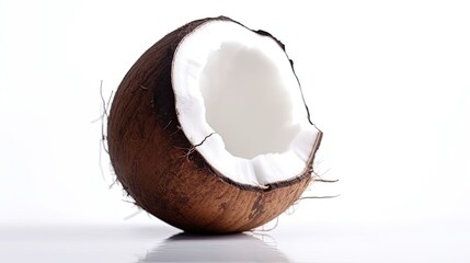 Coconut fruit isolated on white background created with generative AI technology