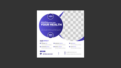 Medical healthcare service social media post template design. Hospital, doctor, clinic and dentist health business promotion flyer poster.