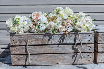 The Bride and Bridesmaid's Pastel Colored Wedding Bouquets