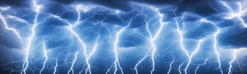 Abstract blue graphic design of lightning bolts and electric sparks with frozen liquid texture. Thunderstorm effect creates textured that will electrify any room. Vector