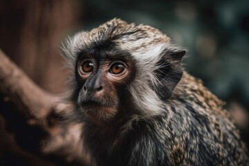 Obraz premium Shots at a monkey in the zoo. Generative AI