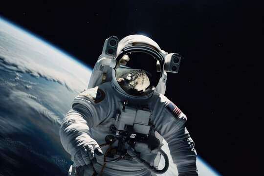 Astronaut in the outer space created with AI