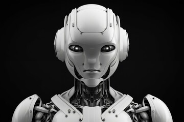 Elegance in the Machine: Cyborg on Black. Ai generative