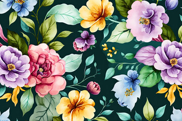 Watercolor Flower Background. Illustration AI Generative.