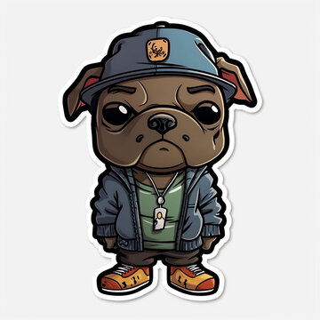Hip hop Rapper dog in a hat