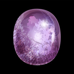 Magical purple cobashon stone for a magician's staff, weapons made of beautiful quartz, a crystal, a stone for spiritual, spiritual practices