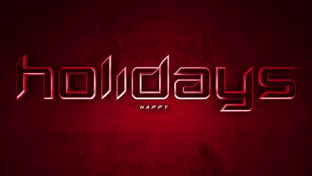 Monochrome Happy Holidays on dark red gradient, motion modern, elegance and promo holidays style background