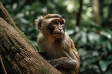 Malaysia's natural forest is home to monkeys. Generative AI