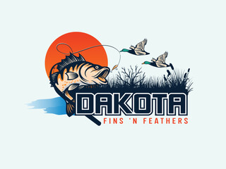 outdoor hunting duck and Fishing Designs EPS template 