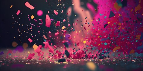 Pink confetti Background, generative ai
