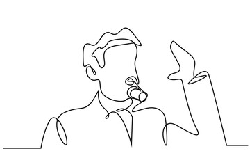 man professional lectern speech scene government official ceo boss line drawing