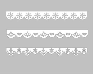 anglaise, decorative flower floral lace embroidery design vector Set of seamless lattice borders. white lace ribbons cotton eyelet lace
