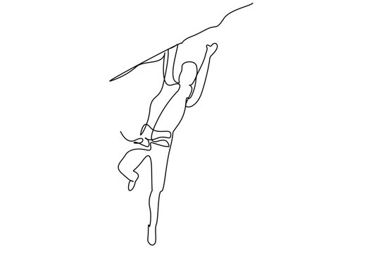 single line climber reaching rock, black and white clip art preview