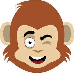 vector cartoon character illustration of a animal monkey winking eye