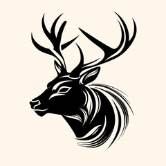 Deer vector for logo or icon, drawing Elegant minimalist style,abstract style Illustration
