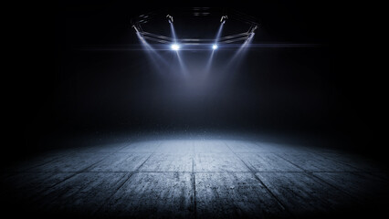 Concrete plates. 3D beautiful concrete background. Bright lighting with spotlights. Dark background texture