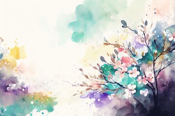 Obraz na płótnie Canvas Watercolor background for spring. Generative AI 