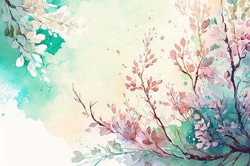 Watercolor background for spring. Generative AI
