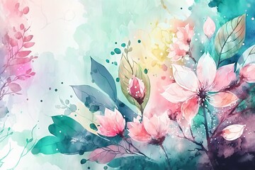 Watercolor background for spring. Generative AI
