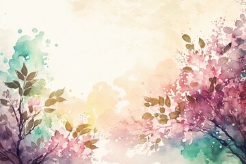 Plakat Watercolor background for spring. Generative AI 