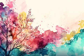 Obraz premium Watercolor background for spring. Generative AI 