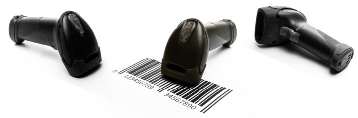 Barcode scanning. Reader laser scanner for warehouse. Retail lab