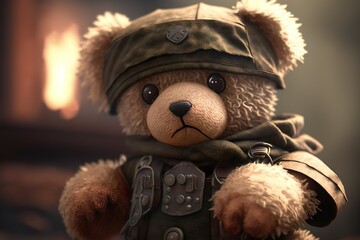 teddy bear with a war outfit