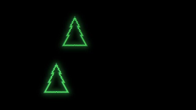 Christmas neon trees icons pattern on black gradient, motion abstract club, party and winter holidays style background