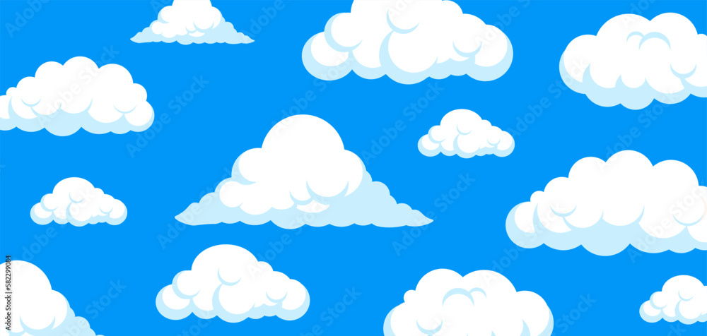 Poster cloud. abstract white cloudy set isolated on blue background. vector illustration 10 eps.