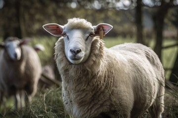 Obraz premium wholesome, pure bred Farmyard sheep. Generative AI