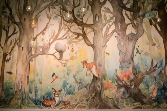 The enchanted forest in the watercolor painting was full of whimsical creatures and magical details. Generative AI