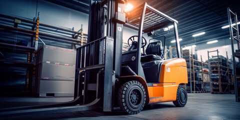 loading forklift. Equipment for a pallet stacker truck in a warehouse - Generative AI