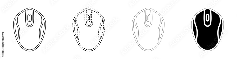 Fototapete set of computer mouse. mouse outline vector icons for pc. computer devices. computer mouse design ic
