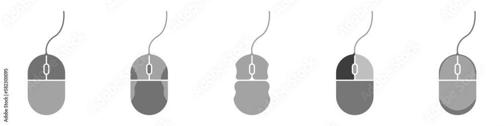 Poster Vector mouse set for PC. A set of fashionable simple mouse icons for the computer. Mouse outline concepts for computers. Mouse button clicks vector. Device for PC vector.