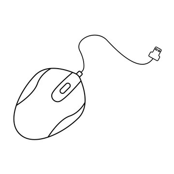 Mouse for PC vector icon. Simple trendy mouse icon. Device for PC. Wired and wireless mouse vector. Concept design of a device for a PC. Mouse outline for computer vector.