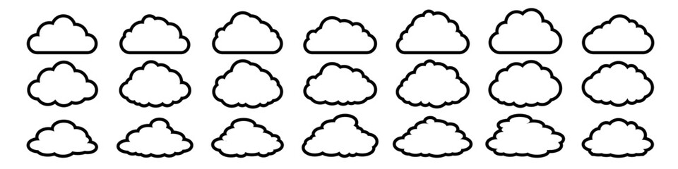 Cloud icon. Linear cloud icon. Vector set