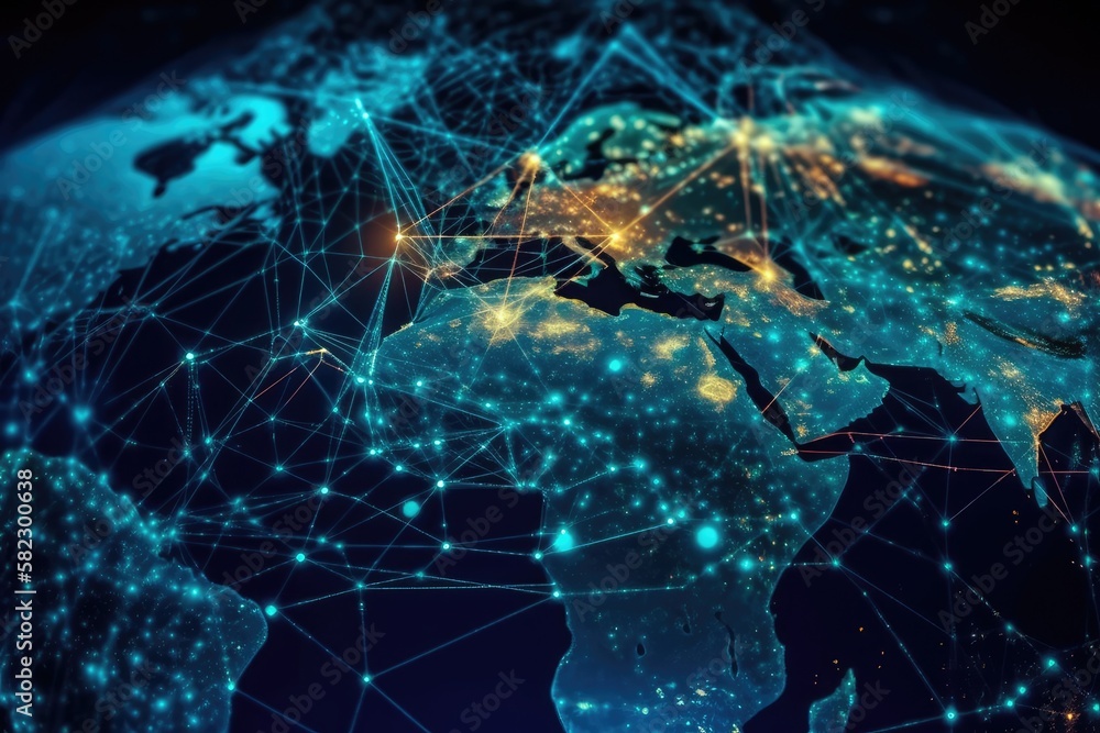 Poster worldwide network. the blockchain. artificial intelligence and neural networks. abstract. generative