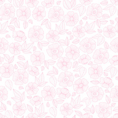 Floral seamless pattern with linear pink groovy daisy flower on transparent background. Vector Illustration. Aesthetic modern art hand drawn for wallpaper, design, textile, packaging, decor.