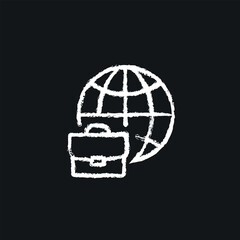 Online job search linear chalk icon. Hand drawing effect. Vector isolated black illustration