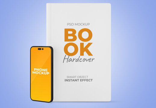 Phone with Book Mockup