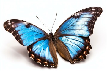 Obraz na płótnie Canvas Blue morpho butterfly isolated on a white background Generative AI