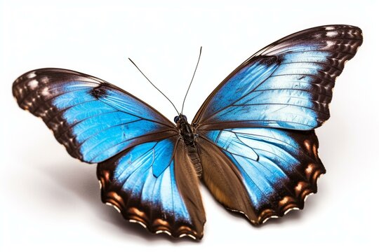 Blue morpho butterfly isolated on a white background Generative AI