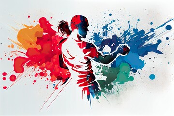 Colorful Combat, Martial Arts Sport Horizontal Banner.
Generative AI