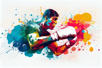 Colorful Combat, Martial Arts Sport Horizontal Banner.
Generative AI
