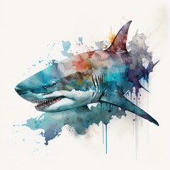 Creative Watercolor Illustration Animal Shark