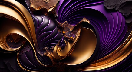 Abstract luxury Black and gold purple texture. Dark and golden violet textured background. ai generative