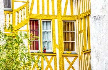 Windows on a Half-Timbered Building in Orleans, Loire Valley, France