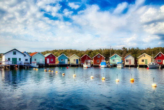Beautiful Breviks Fishing Harbor on the Southern Koster Island, Sweden