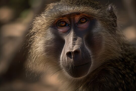 a baboon face from Africa. Generative AI